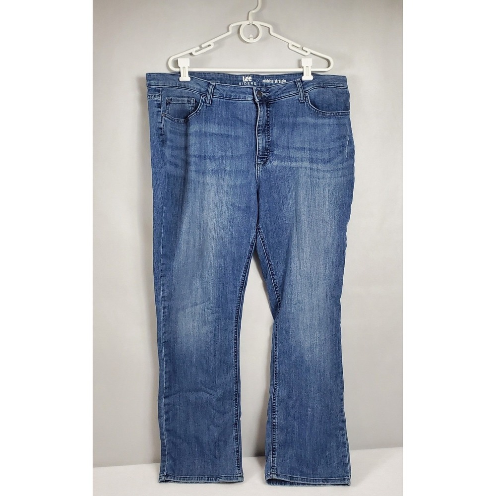 Lee Riders Midrise Straight Leg Jeans Blue Wash Women's Size 20M